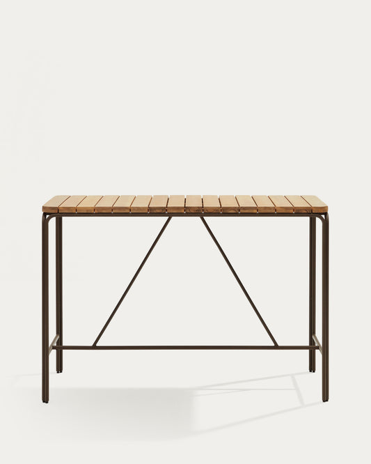 Salguer solid acacia & brown steel bar table, outdoor suitable, 140 x 70 cm FSC 100%