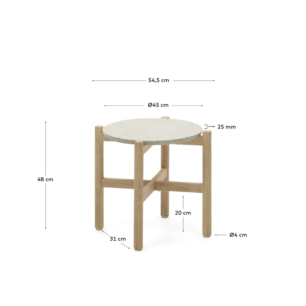 Pola cement and solid eucalyptus wood side table, Ø 50 cm FSC