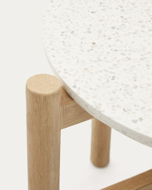 Pola cement and solid eucalyptus wood side table, Ø 50 cm FSC