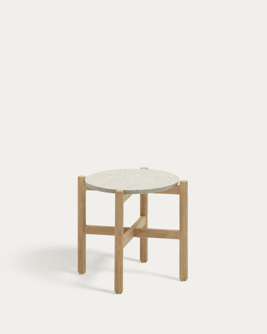 Pola cement and solid eucalyptus wood side table, Ø 50 cm FSC