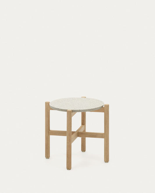 Pola cement and solid eucalyptus wood side table, Ø 50 cm FSC