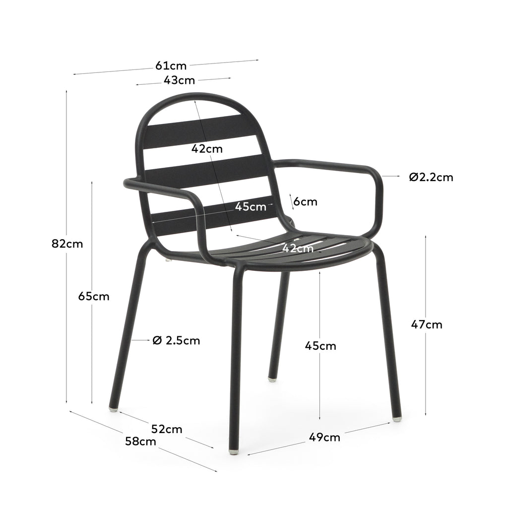 Joncols stackable outdoor aluminium chair with a powder coated grey finish