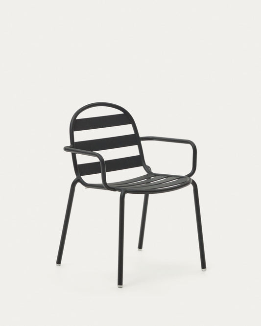 Joncols stackable outdoor aluminium chair with a powder coated grey finish