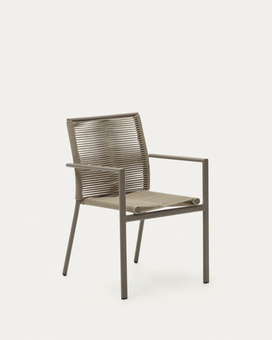 Culip aluminium and cord stackable outdoor chair in brown