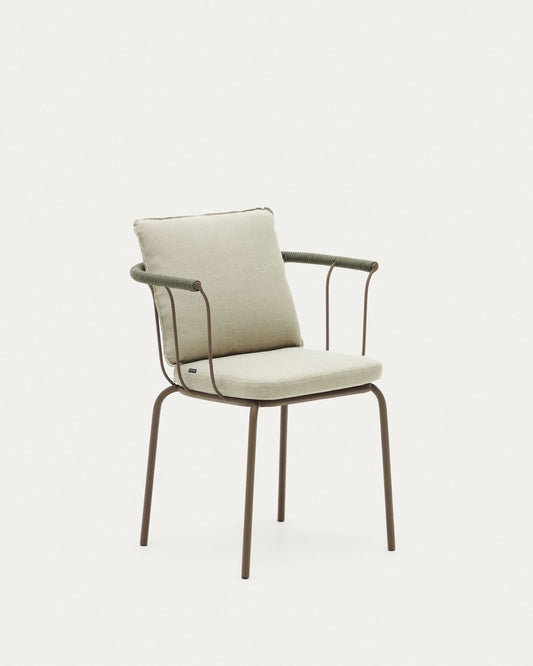 Salguer stackable chair in cord and steel with a brown painted finish