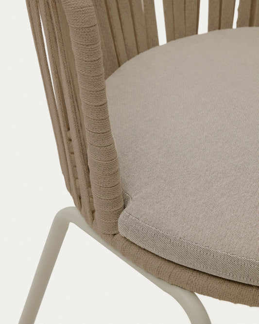 Saconca outdoor chair with cord and beige galvanised steel