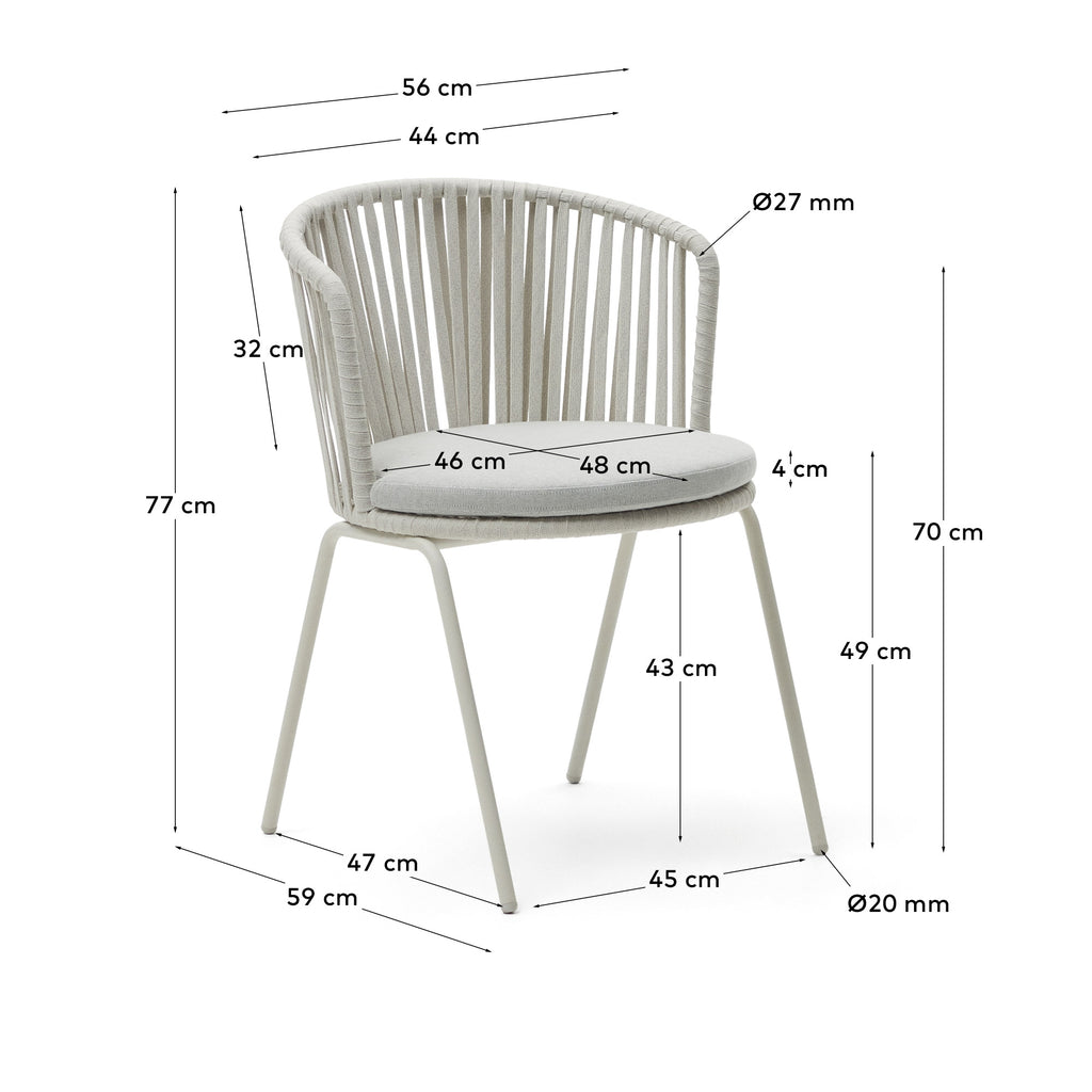 Saconca outdoor chair with cord and grey galvanised steel