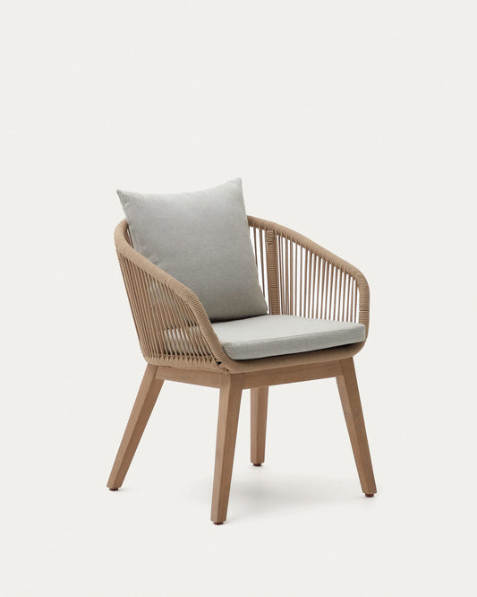 Portalo chair in beige cord with solid acacia wood legs