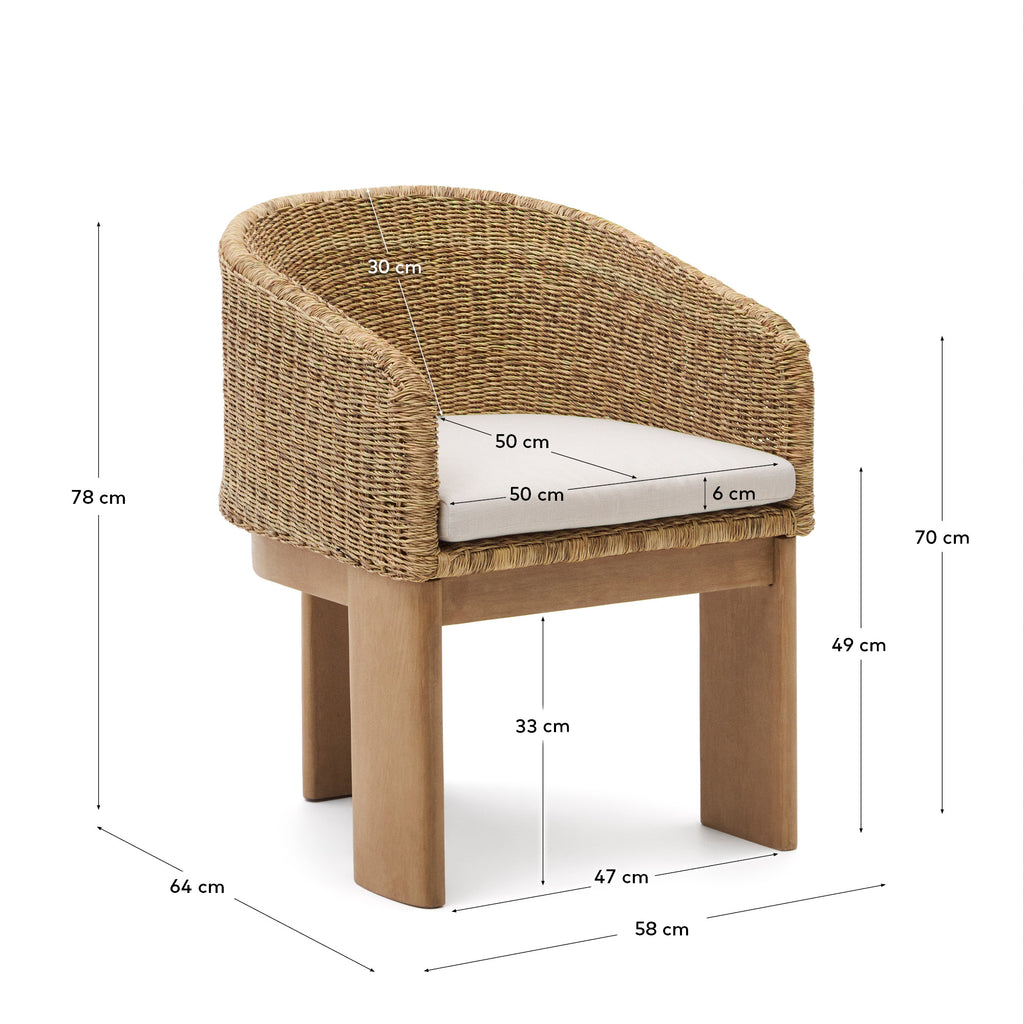 Xoriguer chair in synthetic rattan and solid eucalyptus wood FSC 100%