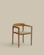 Icaro stackable chair in FSC 100% solid teak wood with natural finish and beige rope cord