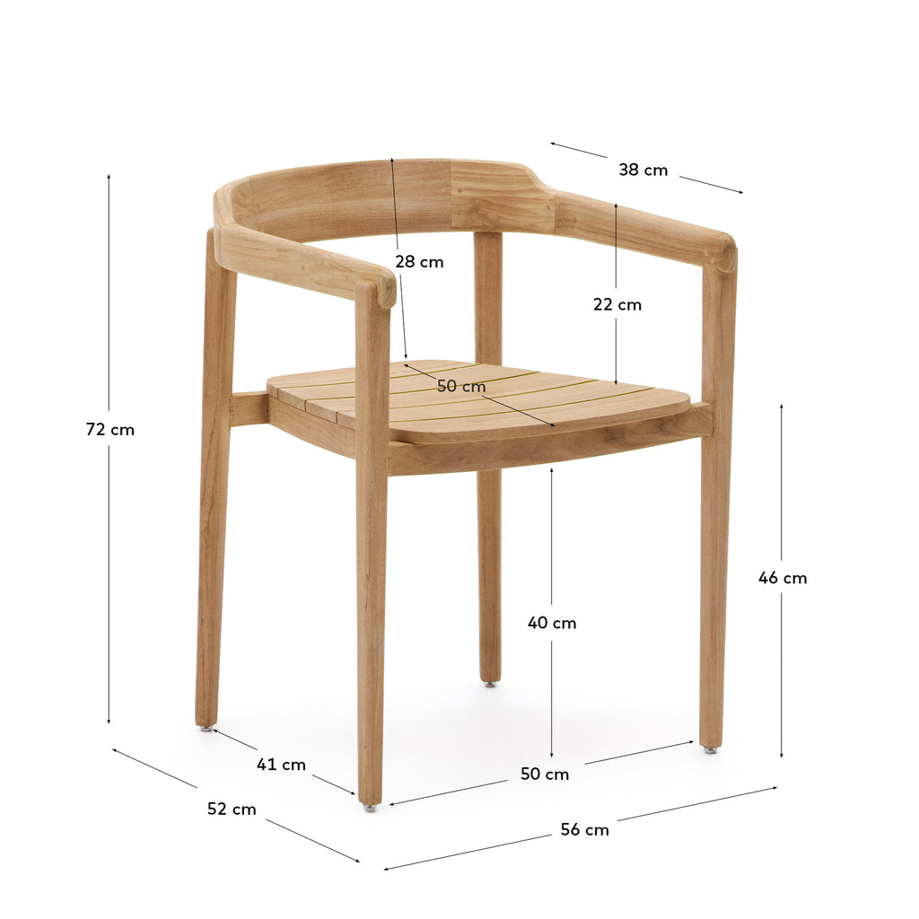 Icaro stackable solid teak wood chair in a natural finish, FSC 100%