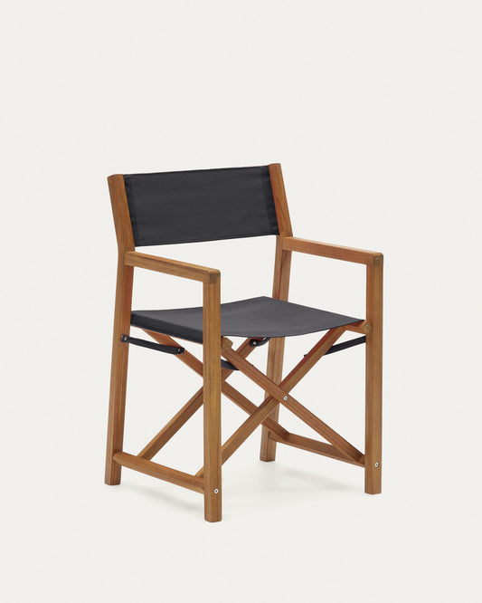 Thianna folding outdoor chair in black with solid acacia wood FSC 100%