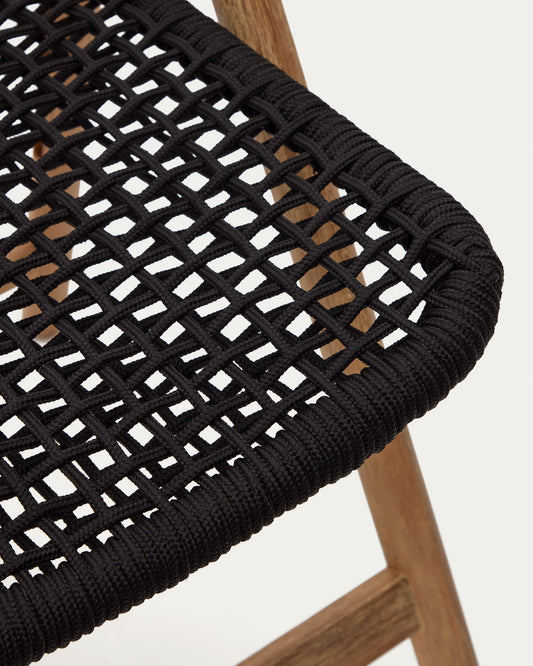 Dandara folding chair in solid acacia wood with steel structure and black cord FSC 100%