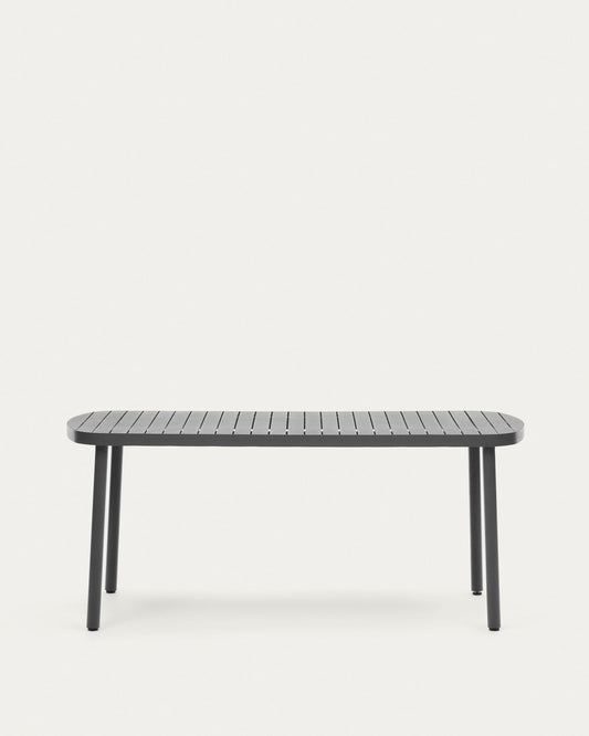 Joncols outdoor aluminium table with a powder coated grey finish, 180 x 90 cm