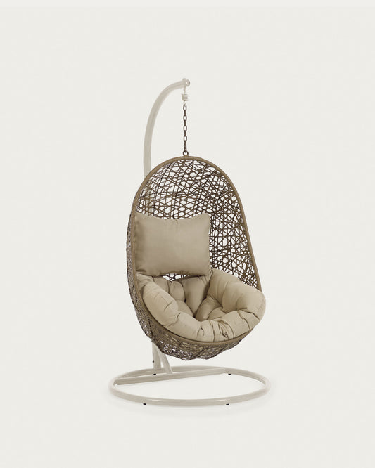 Hanging armchair with light grey Florina brown feet