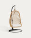 Ekaterina dark grey hanging armchair with foot in rattan