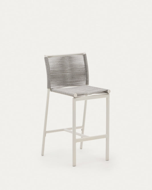 Culip outdoor stool made of rope cord and white aluminium, 65 cm