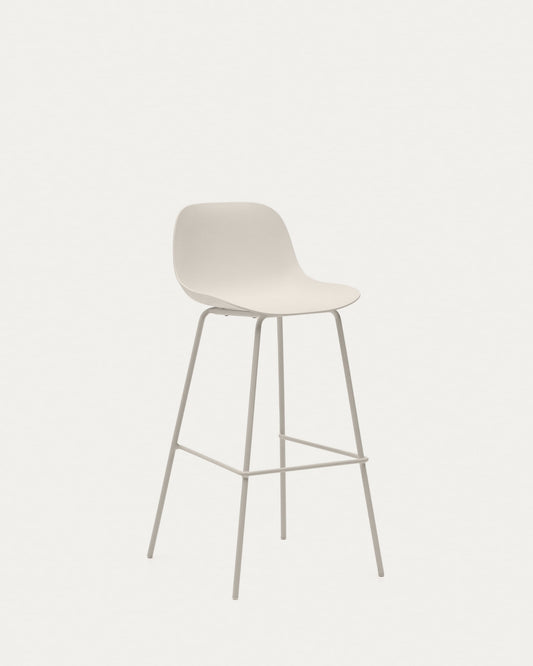 Altea beige stool with beige-finished steel legs 75 cm