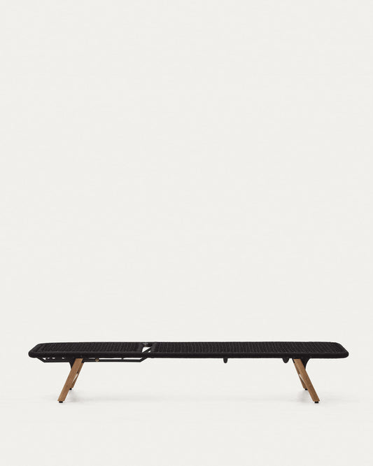 Dandara sun lounger with steel structure, black cord and solid acacia wood legs FSC 100%
