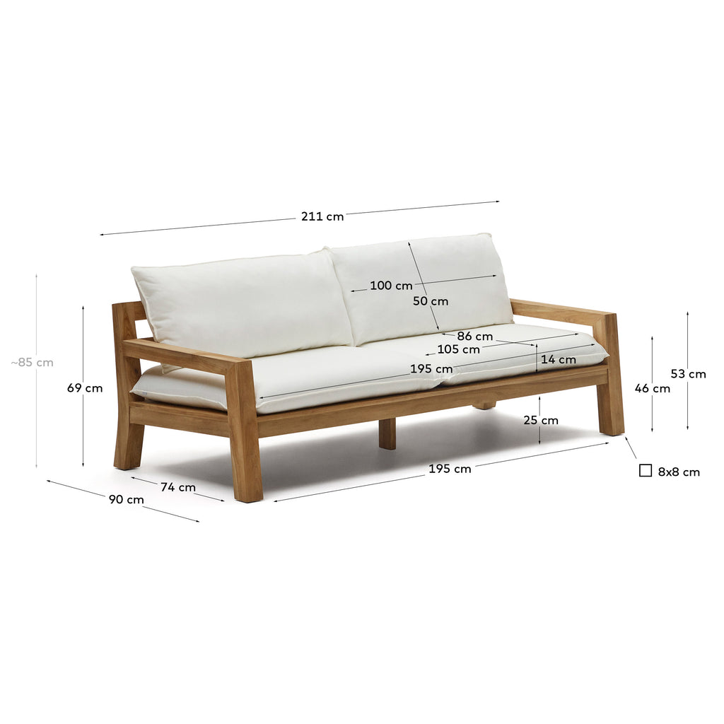 Forcanera 3 seater solid teak sofa, 211 cm