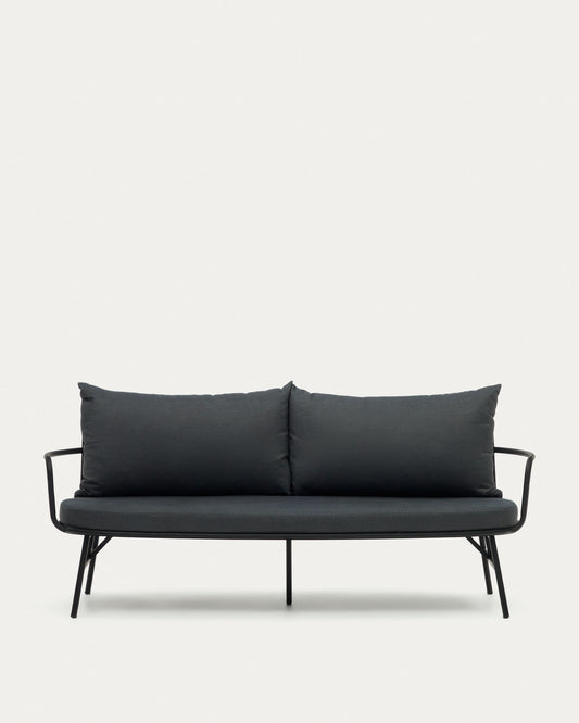 Bramant steel 2 seater sofa with black finish, 175.5 cm