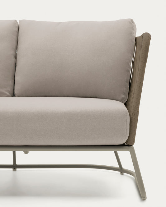 Saconca outdoor 3-seater sofa in rope cord and beige galvanised steel 189 cm