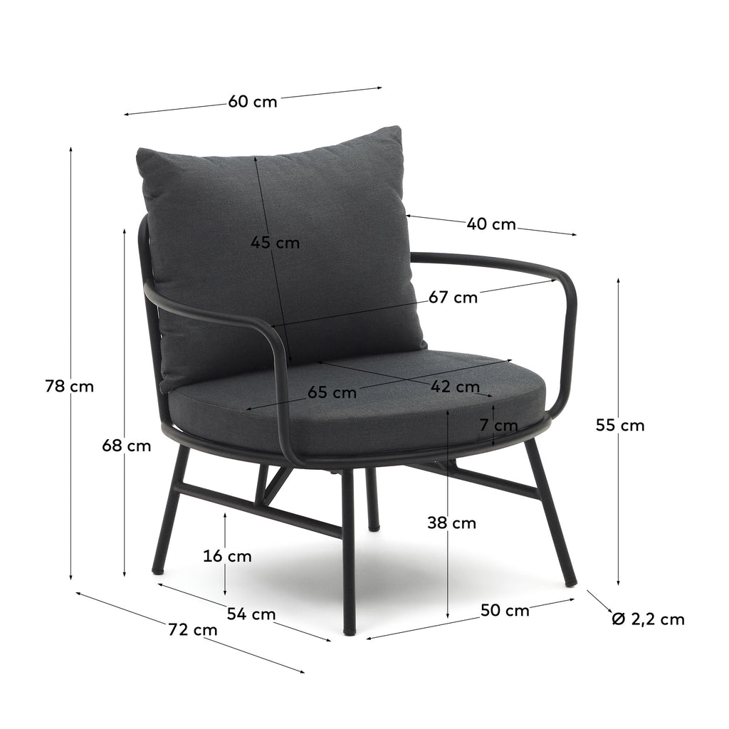 Bramant steel armchair with black finish