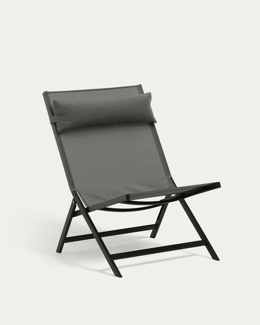 Canutells folding armchair made of aluminum with dark grey finish