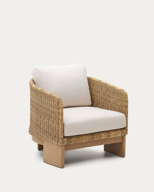 Xoriguer armchair in synthetic rattan and solid eucalyptus wood FSC 100%