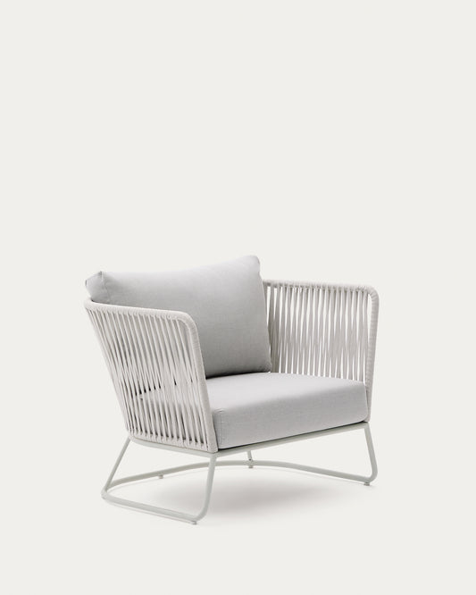Saconca outdoor armchair in rope cord and grey galvanised steel
