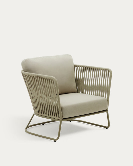 Saconca outdoor armchair made of cord and green galvanised steel