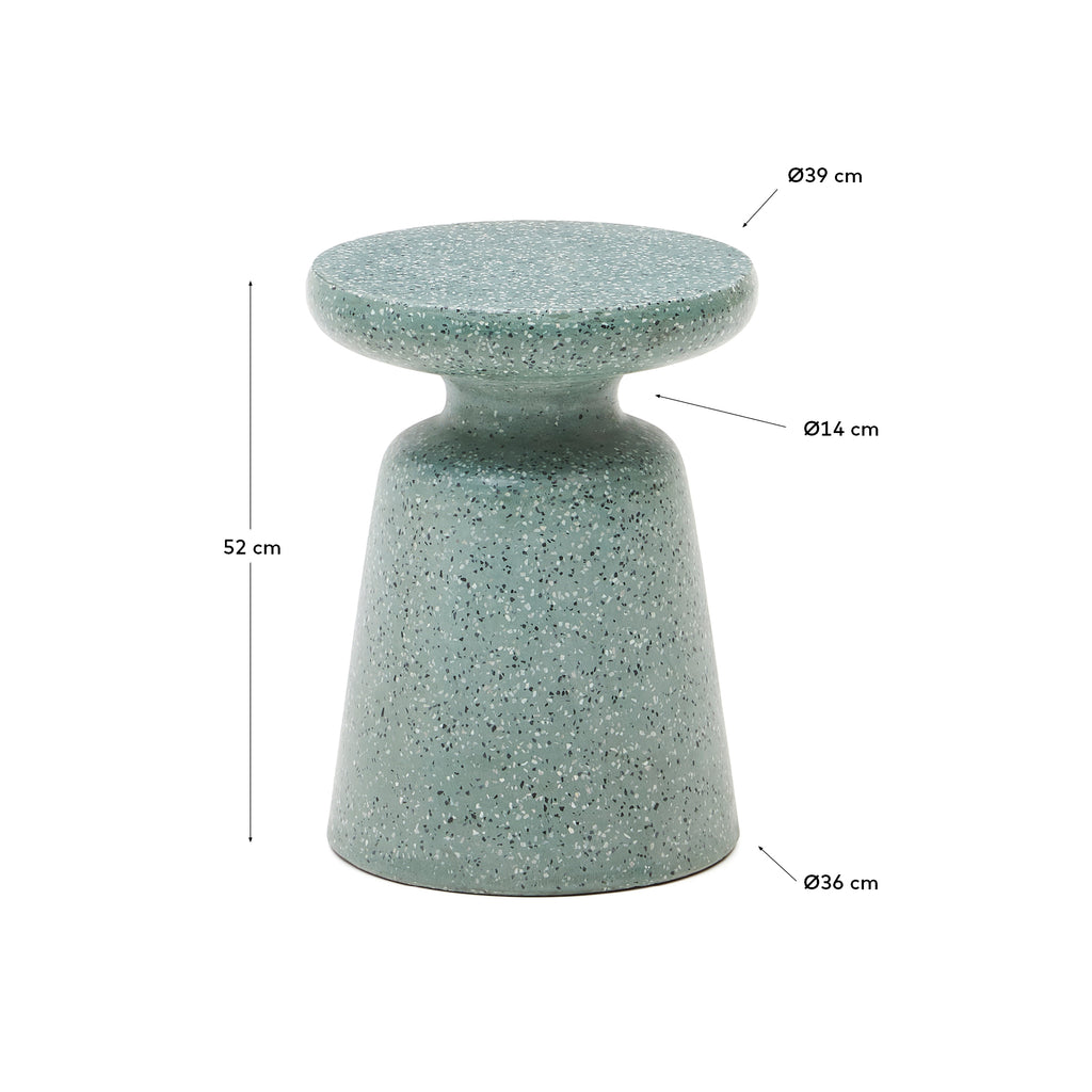 Mesquida outdoor side table in green terrazzo Ø 39 cm
