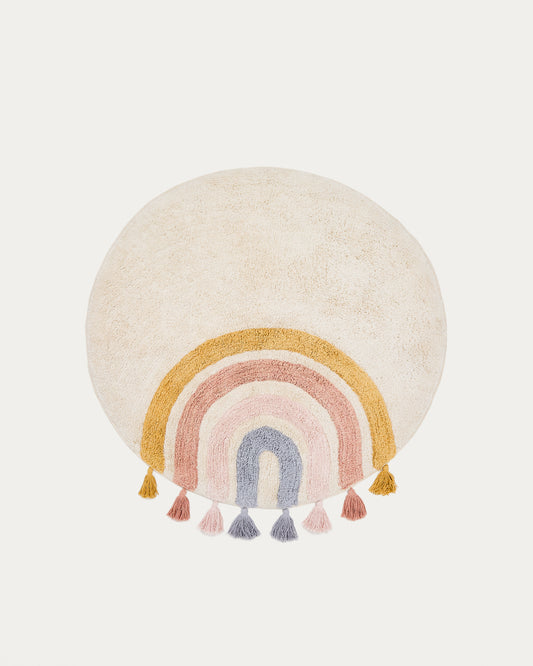 Tadea Round Rug cotton multicolor rainbow Ø 100 cm