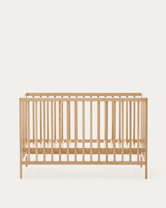 Shantal solid ash wood cot in natural finish, 60 x 120 cm