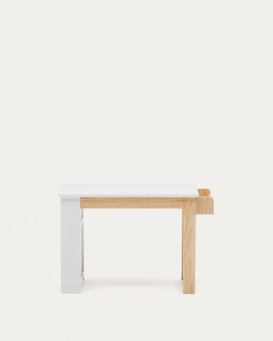 Serwa desk in white MDF and solid pine legs and details