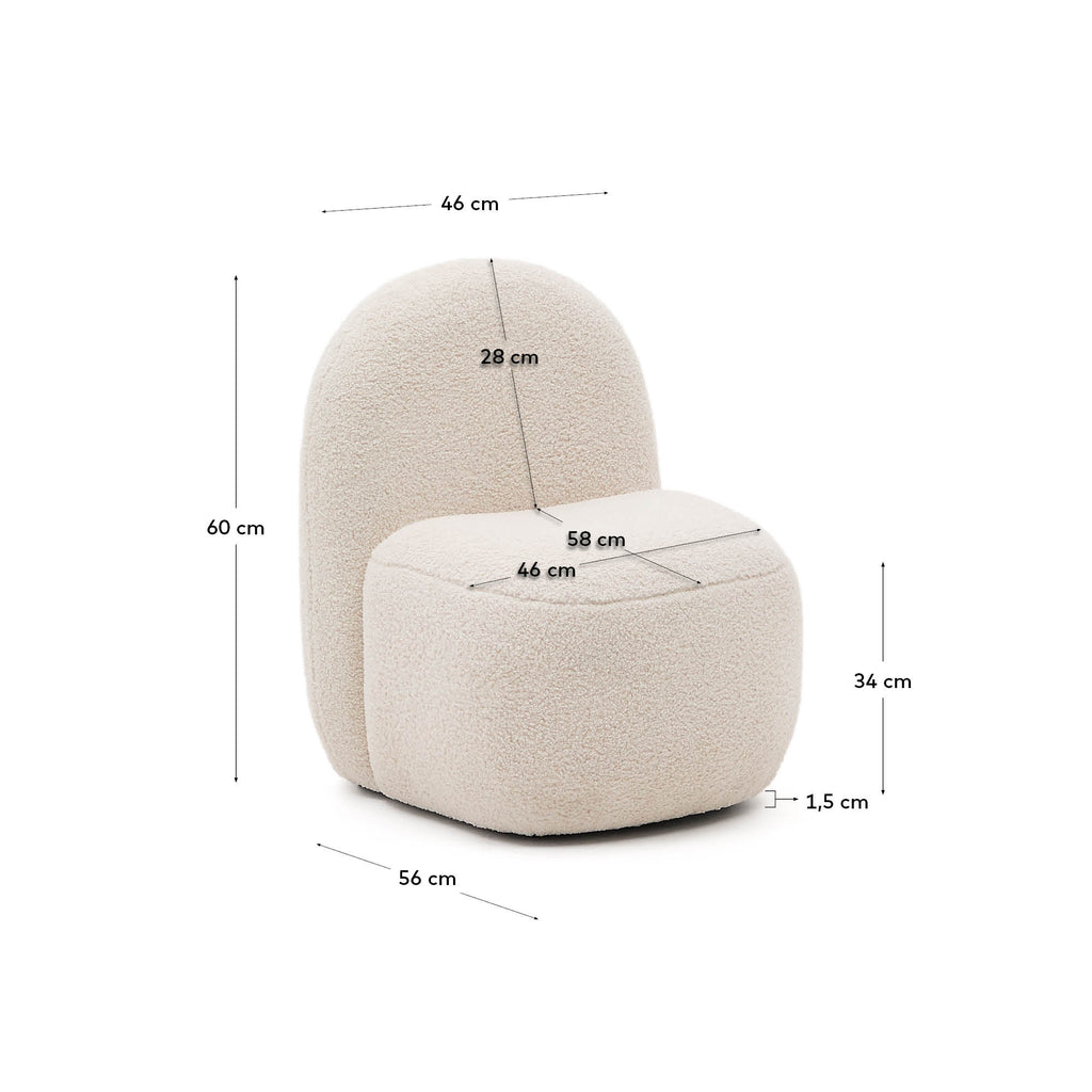 Bucky child’s armchair in white bouclé FSC 100%