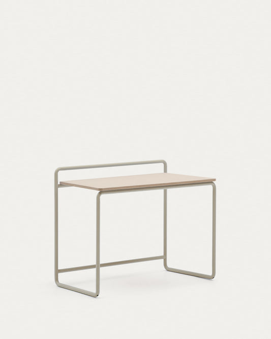 Tinn ash veneer desk with a beige metal structure, 82 x 45 cm