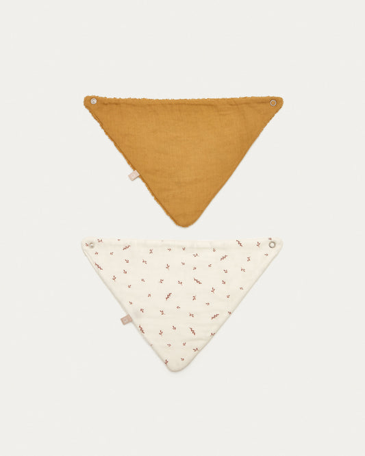 Deya set of 2 cotton bandanas with mustard and white pattern