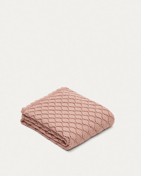 Ria pink knitted blanket, 70 x 100 cm