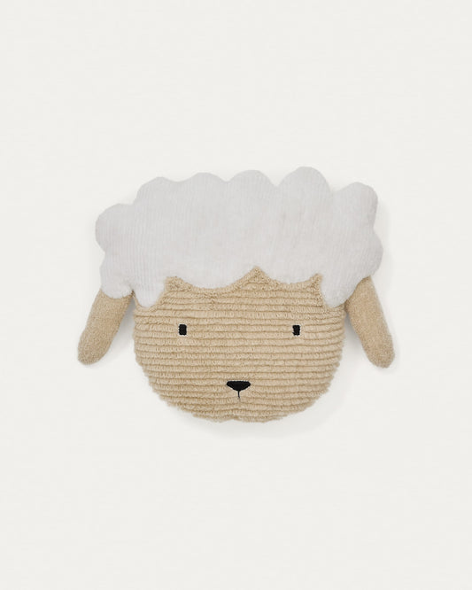 Milu beige, sheep-shaped, cotton cushion, 40 cm