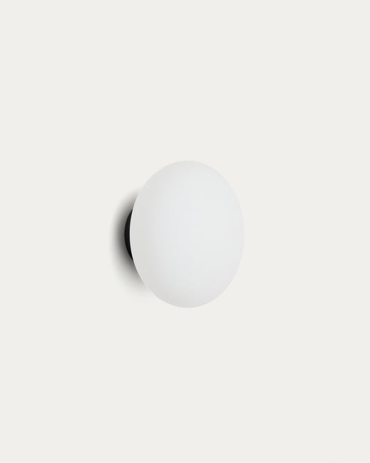 Bamila wall lamp in smoked glass and black metal Ø15cm