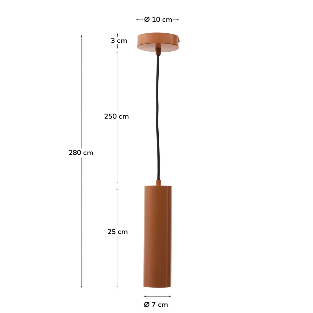 Andia aluminium ceiling lamp with terracotta painted finish