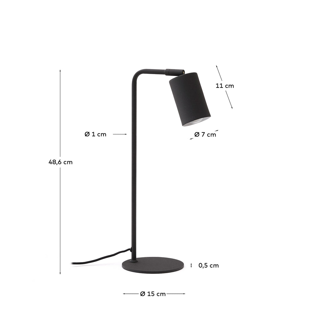 Manie metal desk lamp in metal with black cast-iron-effect finish