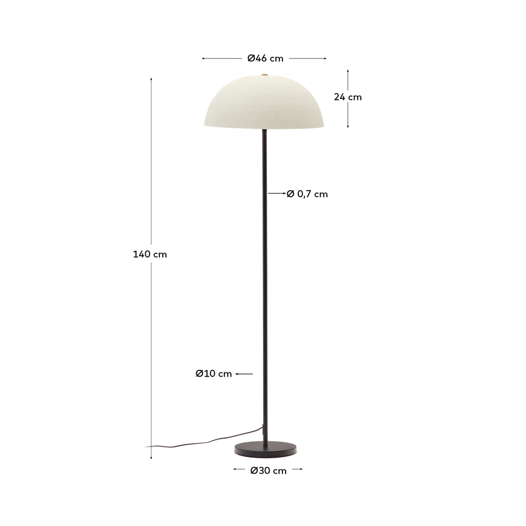 Nibla black metal floor lamp with white clay-effect shade