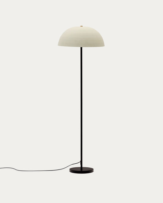 Nibla black metal floor lamp with white clay-effect shade