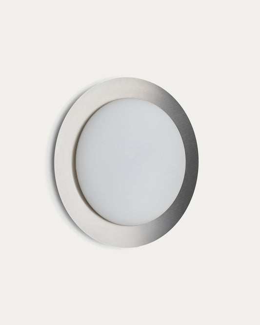 Novae ceiling lamp in light grey brushed metal and frosted glass Ø 40 cm