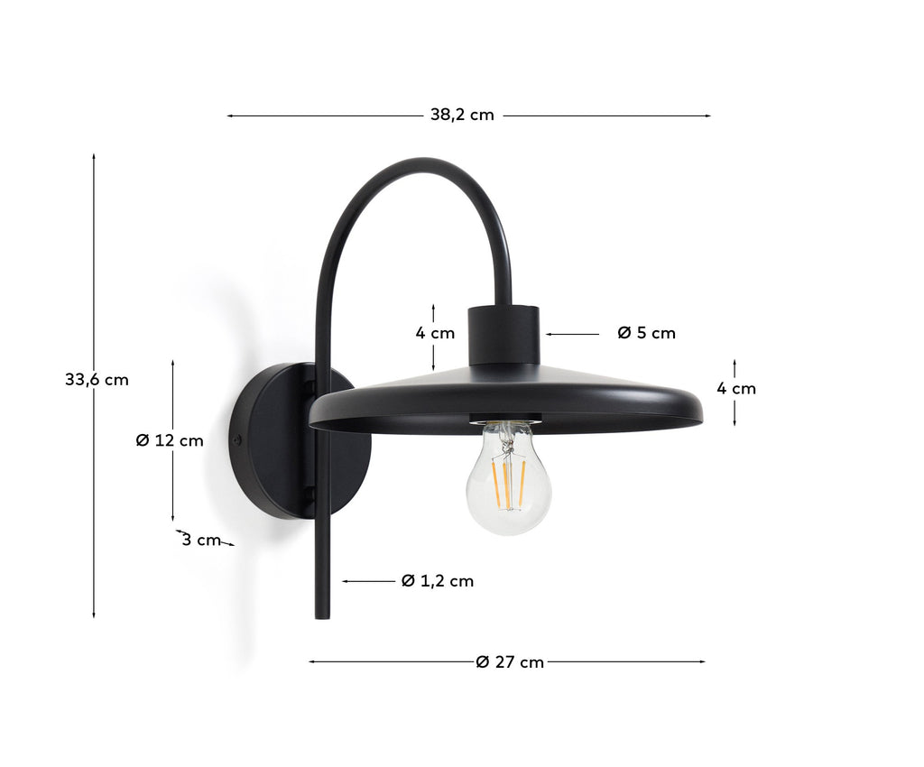 Nuvira wall light in black satin metal
