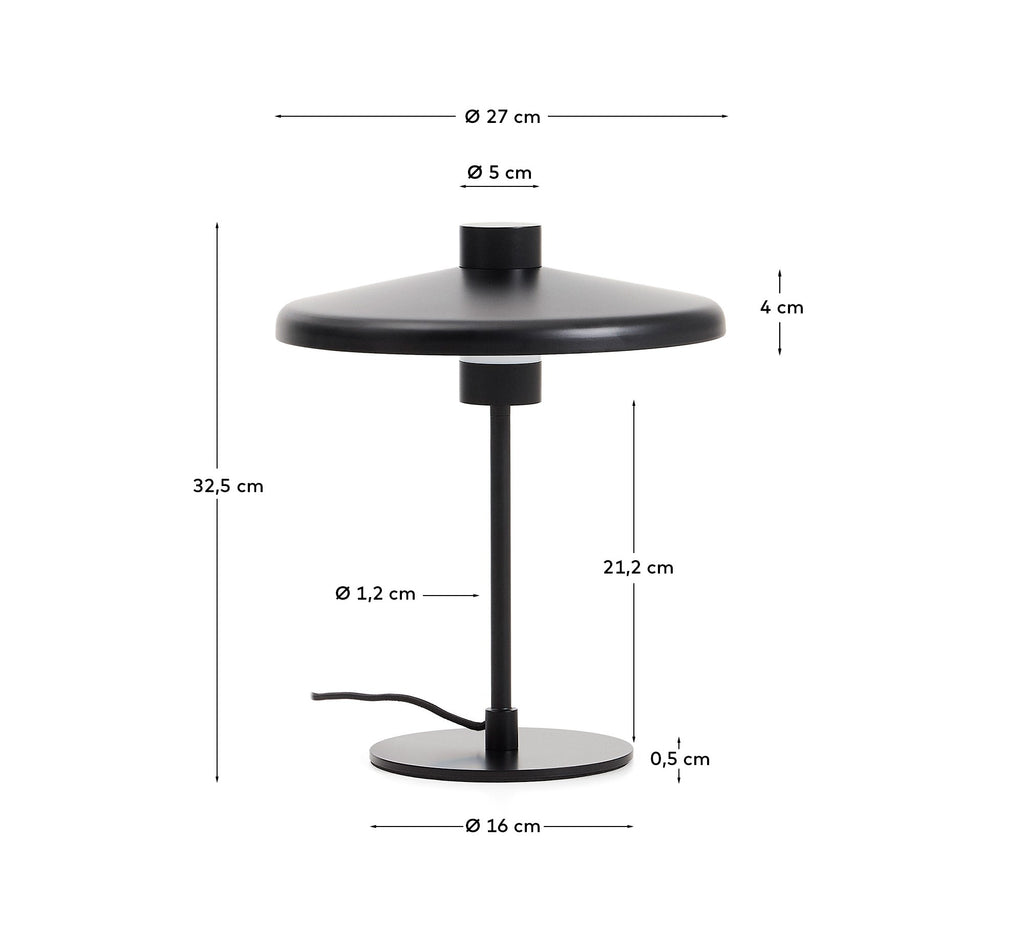 Nuvira table lamp in black satin metal