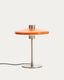 Nuvira table lamp in light grey brushed metal and orange lampshade