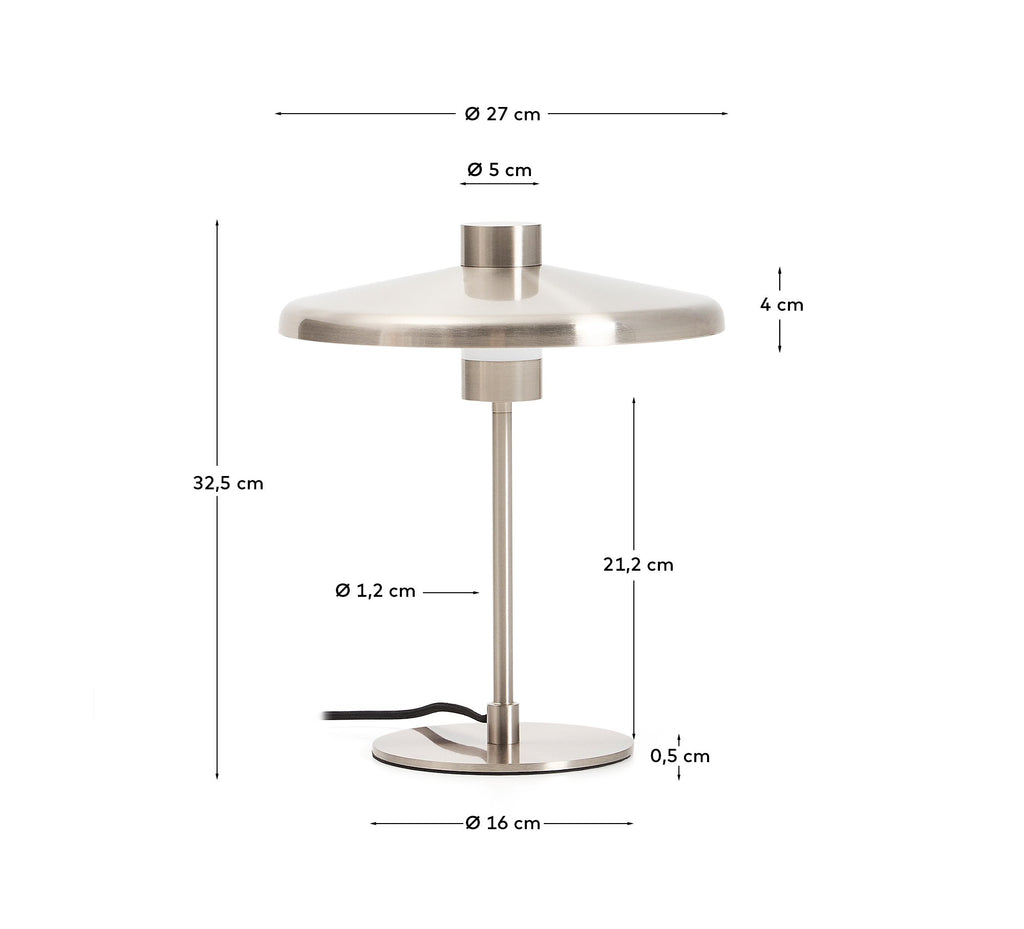 Nuvira table lamp in light grey brushed metal